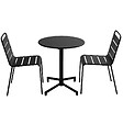 OVIALA - Ensemble table de jardin et 2 chaises en métal noir - Palavas - vignette