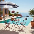 OVIALA - Table de jardin et 2 chaises acier 60 cm pourpre - Rome - vignette