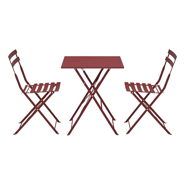 OVIALA - Table de jardin et 2 chaises acier 60 cm pourpre - Rome - large