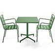OVIALA - Ensemble table 70 cm et 2 fauteuils de jardin en métal vert cactus - Palavas - vignette