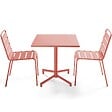 OVIALA - Ensemble table 70 cm et 2 chaises de jardin en métal argile - Palavas - vignette