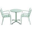 OVIALA - Ensemble table de jardin et 2 fauteuils en métal vert sauge - Palavas - vignette