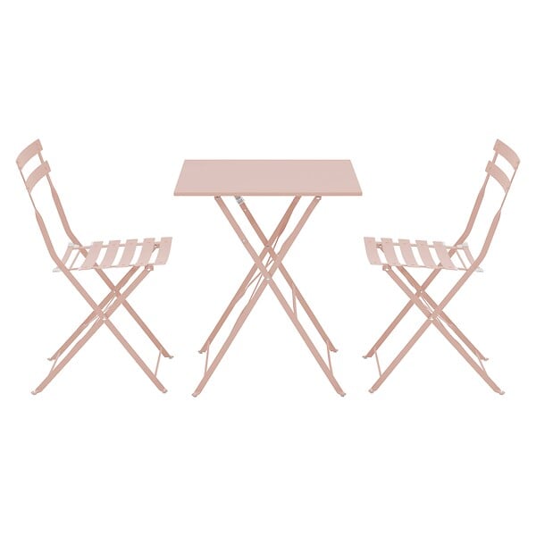 OVIALA - Table de jardin et 2 chaises 60 cm rose poudré - Rome - large