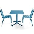 OVIALA - Ensemble table 70 cm et 2 chaises de jardin en métal bleu pacific - Palavas - vignette