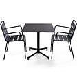 OVIALA - Ensemble table 70 cm et 2 fauteuils de jardin en métal gris anthracite - Palavas - vignette