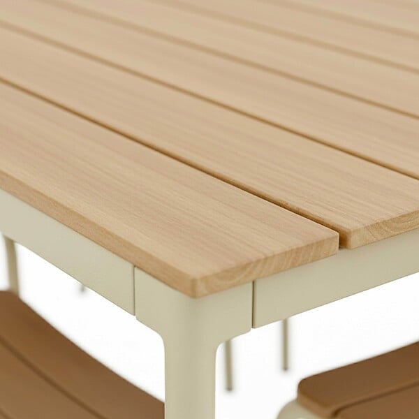 OVIALA - Table de jardin 180x90 cm en métal et bois 8 places crème - Bogota - large