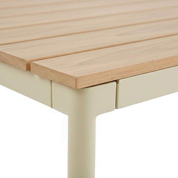OVIALA - Table de jardin 180x90 cm en métal et bois 8 places crème - Bogota - large