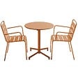 OVIALA - Ensemble table de jardin et 2 fauteuils en métal caramel - Palavas - vignette