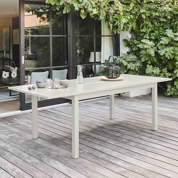 OVIALA - Table de jardin extensible en aluminium 8 à 10 places crème - Butterfly - large