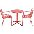 OVIALA - Ensemble table de jardin et 2 fauteuils en métal rouge - Palavas - vignette