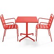 OVIALA - Ensemble table 70 cm et 2 fauteuils de jardin en métal rouge - Palavas - vignette