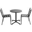 OVIALA - Ensemble table de jardin et 2 chaises en métal gris anthracite - Palavas - vignette
