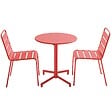 OVIALA - Ensemble table de jardin et 2 chaises en métal rouge - Palavas - vignette