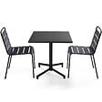 OVIALA - Ensemble table 70 cm et 2 chaises de jardin en métal gris anthracite - Palavas - vignette