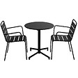 OVIALA - Ensemble table de jardin et 2 fauteuils en métal noir - Palavas - vignette