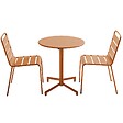OVIALA - Ensemble table de jardin et 2 chaises en métal caramel - Palavas - vignette