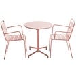 OVIALA - Ensemble table de jardin et 2 fauteuils en métal rose poudré - Palavas - vignette