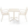 OVIALA - Ensemble table 70 cm et 2 fauteuils de jardin en métal ivoire - Palavas - vignette