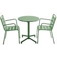 OVIALA - Ensemble table de jardin et 2 fauteuils en métal vert cactus - Palavas - vignette