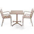 OVIALA - Ensemble table 70 cm et 2 fauteuils de jardin en métal taupe - Palavas - vignette