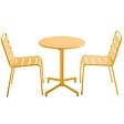 OVIALA - Ensemble table de jardin et 2 chaises en métal jaune - Palavas - vignette