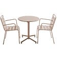 OVIALA - Ensemble table de jardin et 2 fauteuils en métal taupe - Palavas - vignette