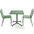 OVIALA - Ensemble table 70 cm et 2 chaises de jardin en métal vert cactus - Palavas - vignette