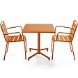 OVIALA - Ensemble table 70 cm et 2 fauteuils de jardin en métal caramel - Palavas - vignette