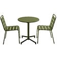 OVIALA - Ensemble table de jardin et 2 chaises en métal vert kaki - Palavas - vignette
