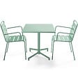 OVIALA - Ensemble table 70 cm et 2 fauteuils de jardin en métal vert sauge - Palavas - vignette