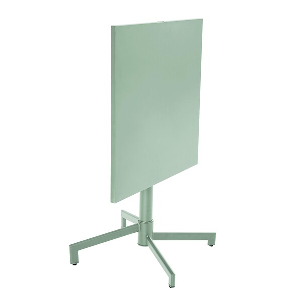 OVIALA - Ensemble table 70 cm et 2 fauteuils de jardin en métal vert sauge - Palavas - large