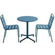 OVIALA - Ensemble table de jardin et 2 chaises en métal bleu pacific - Palavas - vignette