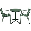 OVIALA - Ensemble table de jardin et 2 fauteuils en métal vert forêt - Palavas - vignette