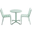 OVIALA - Ensemble table de jardin et 2 chaises en métal vert sauge - Palavas - vignette