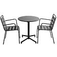 OVIALA - Ensemble table de jardin et 2 fauteuils en métal gris anthracite - Palavas - vignette