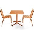 OVIALA - Ensemble table 70 cm et 2 chaises de jardin en métal caramel - Palavas - vignette
