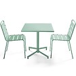OVIALA - Ensemble table 70 cm et 2 chaises de jardin en métal vert sauge - Palavas - vignette
