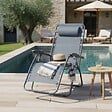 OVIALA - Fauteuil relax de jardin en acier et textilène inclinable bleu foncé - Monaco - vignette