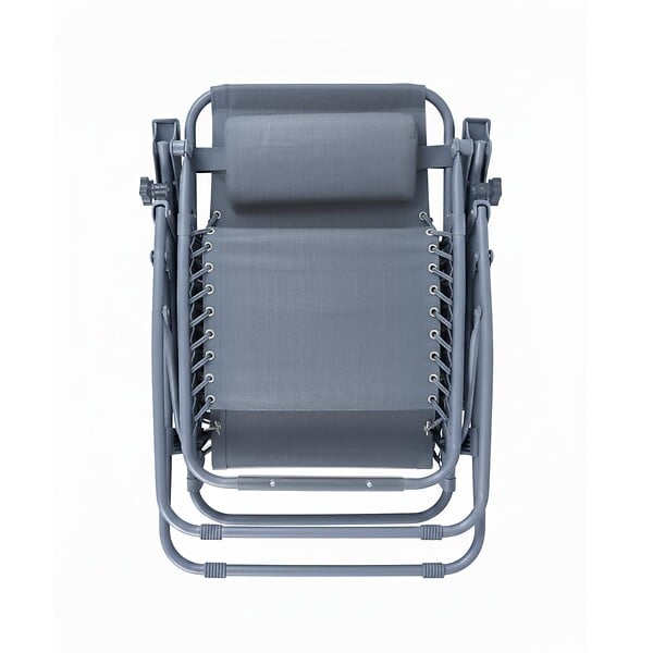 OVIALA - Fauteuil relax de jardin en acier et textilène inclinable bleu foncé - Monaco - large
