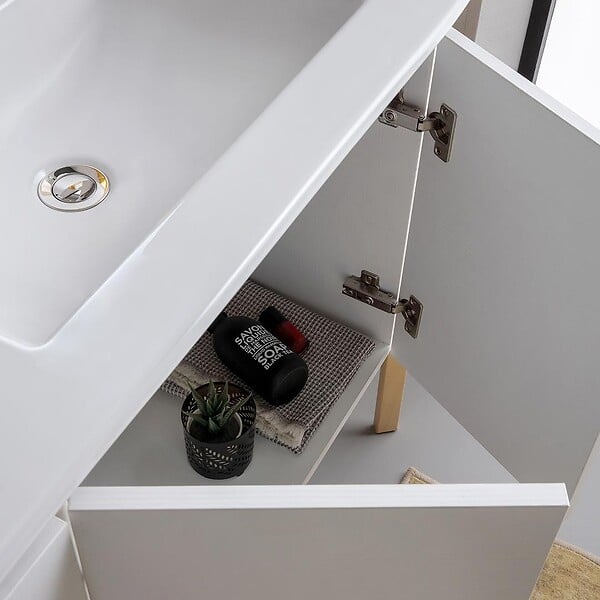 KIAMAMI VALENTINA - Meuble De Salle De Bains Suspendu 120Cm Blanc Avec Portes Et Double Lavabo | Bilbao - large