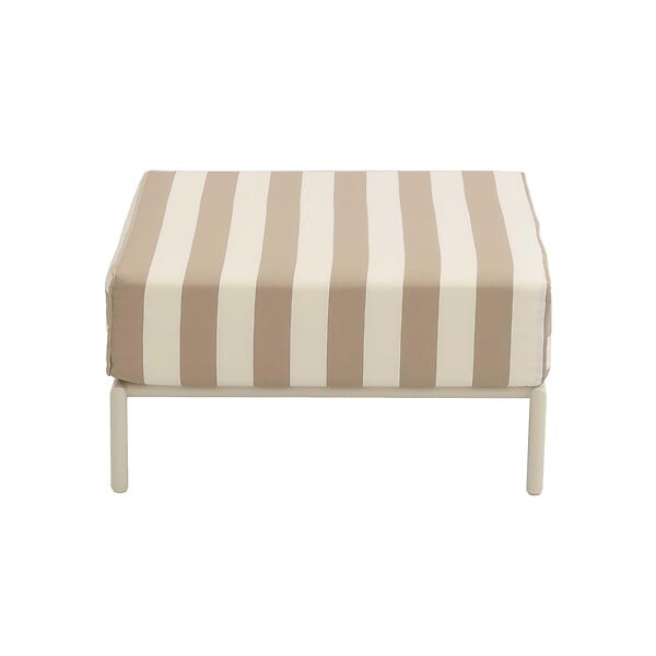OVIALA - Pouf rayé pour salon de jardin modulable en tissu beige - Patio - large