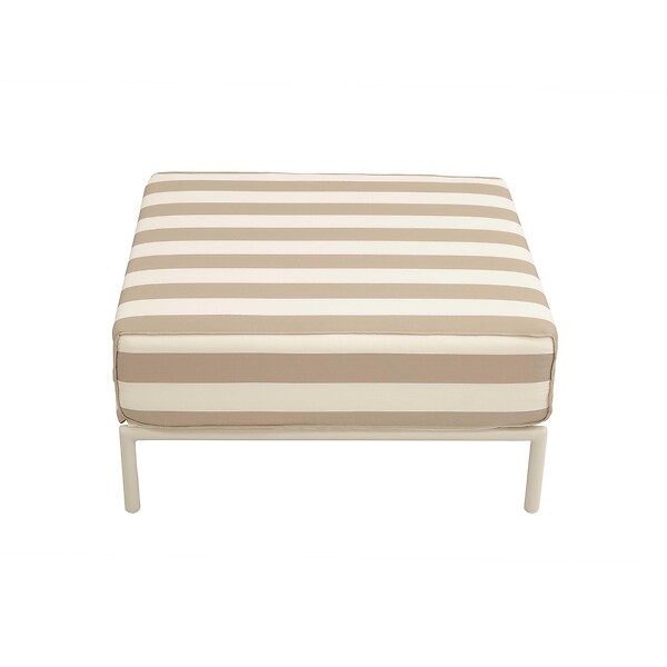 OVIALA - Pouf rayé pour salon de jardin modulable en tissu beige - Patio - large