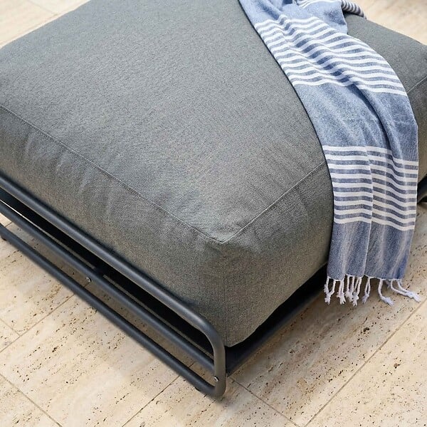 OVIALA - Pouf pour salon de jardin modulable avec structure gris - Mixi - large