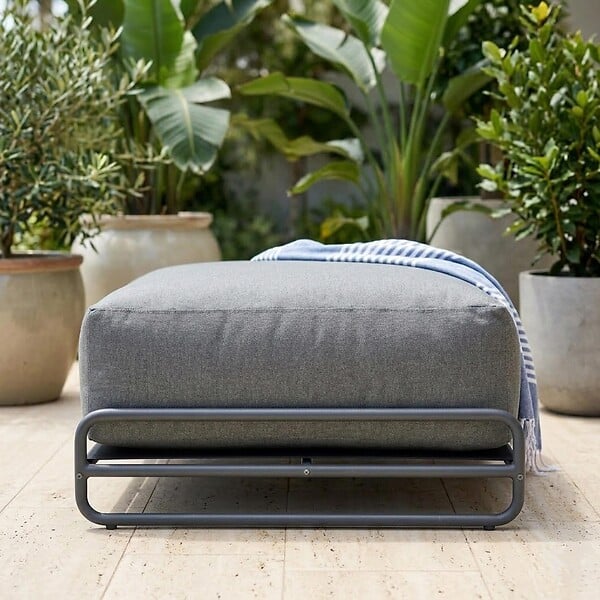 OVIALA - Pouf pour salon de jardin modulable avec structure gris - Mixi - large