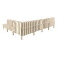 OVIALA - Salon de jardin bas modulable rayé 6 places beige - Patio - vignette