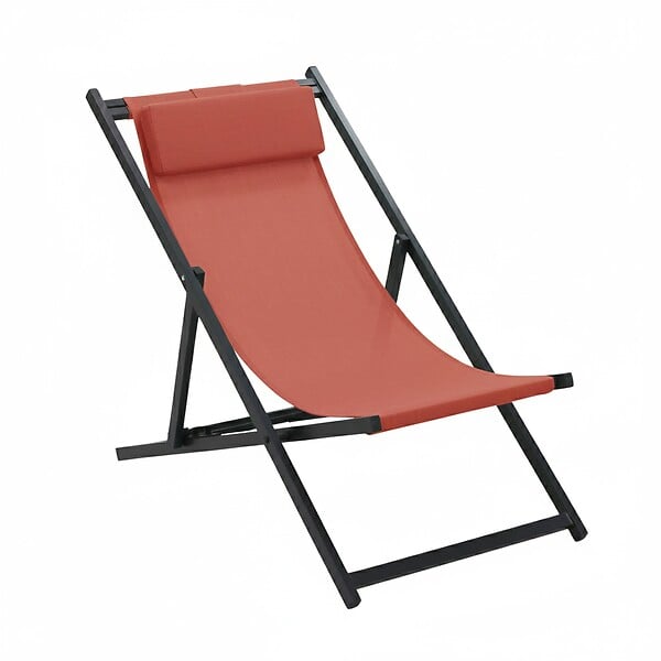 OVIALA - Lot de 2 transats en aluminium terracotta - Santiago - large