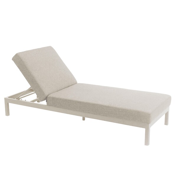 OVIALA - Lot de 2 bains de soleil inclinale avec tablettes en aluminium crème - Galapagos - large