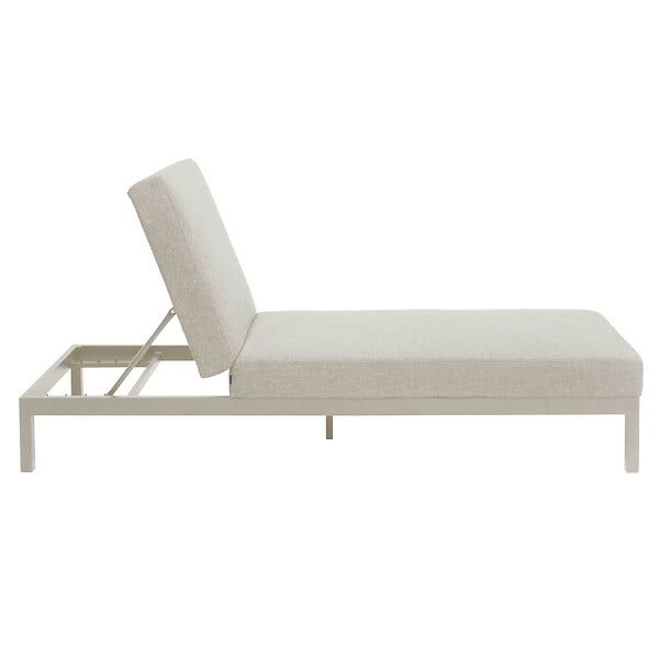 OVIALA - Lot de 2 bains de soleil inclinale avec tablettes en aluminium crème - Galapagos - large
