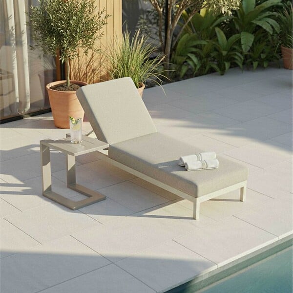 OVIALA - Ensemble bain de soleil avec tablette en aluminium crème - Galapagos - large