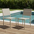 OVIALA - Lot de 2 chaises de jardin aluminium et textilène crème - Nice - vignette